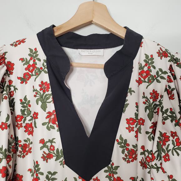 Smith & Quinn Tory Floral Puff Sleeve Mini Dress Hollyhock Bloom Size Large - Picture 5 of 9